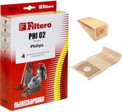 Мешки-пылесборники Filtero PHI 02 Standard, 4 шт, бумажные для Philips PHI02S - фото 5343